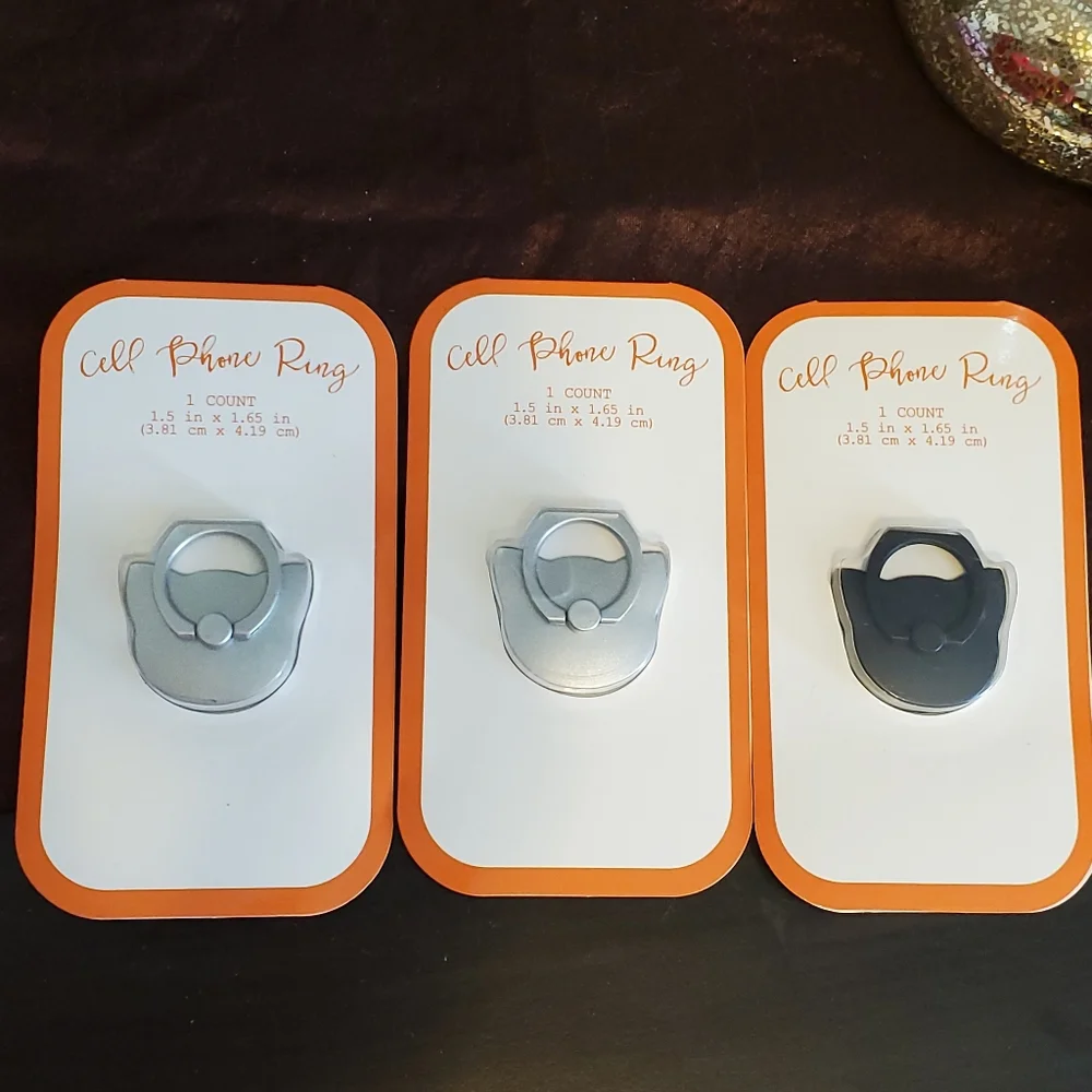 Three cell phone rings, silvertone and black